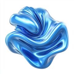 3D icon cartoon of an abstract fluid shape, isolated on a white background