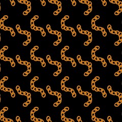 Unique textile pattern featuring seamless orange abstract motifs on a black background