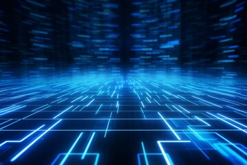 Cyberpunk Grid Perspective - Digital World Background 