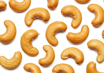 Set of cashews nut isolated on white Background