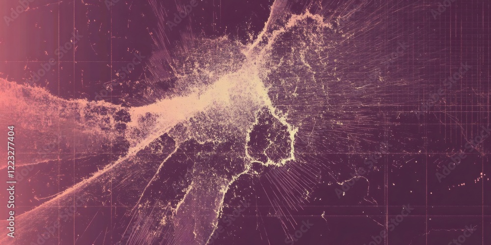 Poster connecting points and lines in a digital network, forming a futuristic planet with flowing particles
