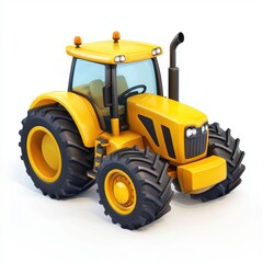 Obraz premium 3D icon cartoon tractor on a farm, isolated on a white background --quality 2