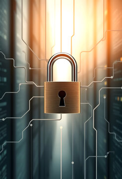 Padlock, secure network and online data protection, Padlock, secure network and online data protection, minimalism, with white tones