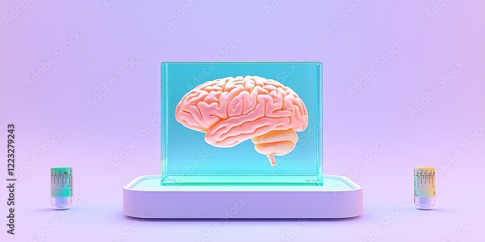 Poster 3d brain model in futuristic laboratory setting