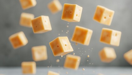 Floating Cubes of Creamy Caramel Candy: A Delightful Culinary Image