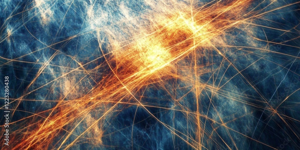 Aufkleber abstract representation of a powerful energy explosion expanding and generating a complex web of int