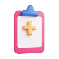Obraz premium A colorful clipboard featuring a yellow cross symbol, ideal for educational and medical contexts.