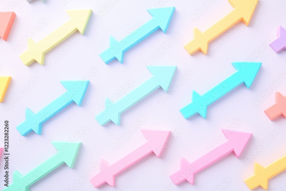 Fototapete Colorful arrows arranged in a playful pattern on a white background, creating a vibrant and dynamic visual display for design inspiration