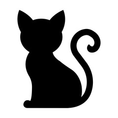 Black cat icon isolated on white background