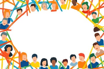 Colorful Diverse People Group Frame Illustration