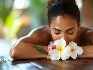 Promo for a massage parlor, woman at a massage session, macro photo of the back massage process 
