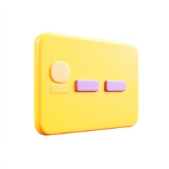 A vibrant yellow switch panel with a circular and two rectangular buttons in pastel colors, showcasing a modern, minimalistic design.