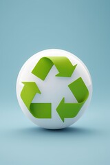 arafed white ball with green arrows on it on a blue background