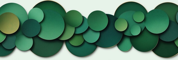 Green circular shapes layered background design, abstract composition