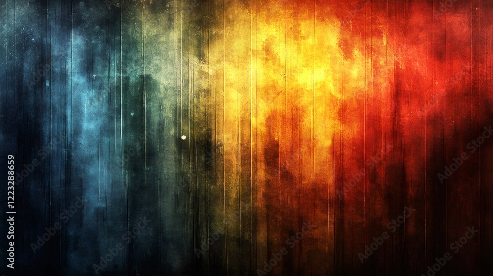 Poster grunge background with dynamic blue to red gradient, presenting textured abstract design and artisti
