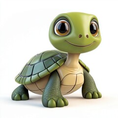 Fototapeta premium 3D icon cartoon of a turtle, isolated on a white background -