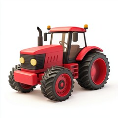 Obraz premium 3D icon cartoon tractor on a farm, isolated on a white background -