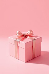 Fototapeta premium there is a pink box with a gold ribbon and a bow