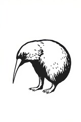 there is a drawing of a kiwi bird on a white background