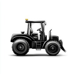 Fototapeta premium A sleek black tractor illustration featuring large wheels and a front loader attachment.