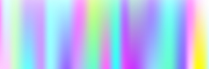 Web banner template featuring a special promotion with a 90s-inspired holographic sticker design. This iridescent Y2K-style layout is perfect for business discounts and offers. The horizontal internet