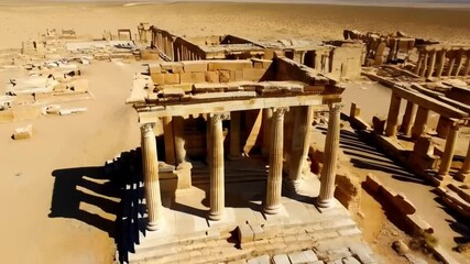 aerial view of the archeological site of palmyra in syria