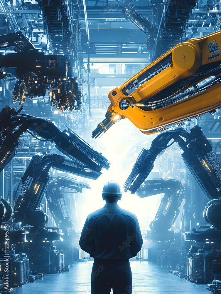Canvas Prints futuristic robotics factory an engineer observes the industrial automation revolution