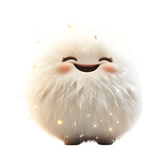 Fluffy 3D Cartoon Character with a Smile Isolated on Transparent Background