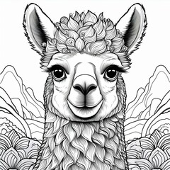 Fototapeta premium Ausmalbild Alpaka