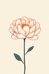 Obraz premium there is a drawing of a flower with a stem and leaves