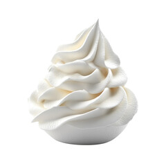 A single dollop of whipped cream is shown against a black background Its texture is light and fluffy.
