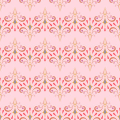 Arabic colorful seamless pattern on pink