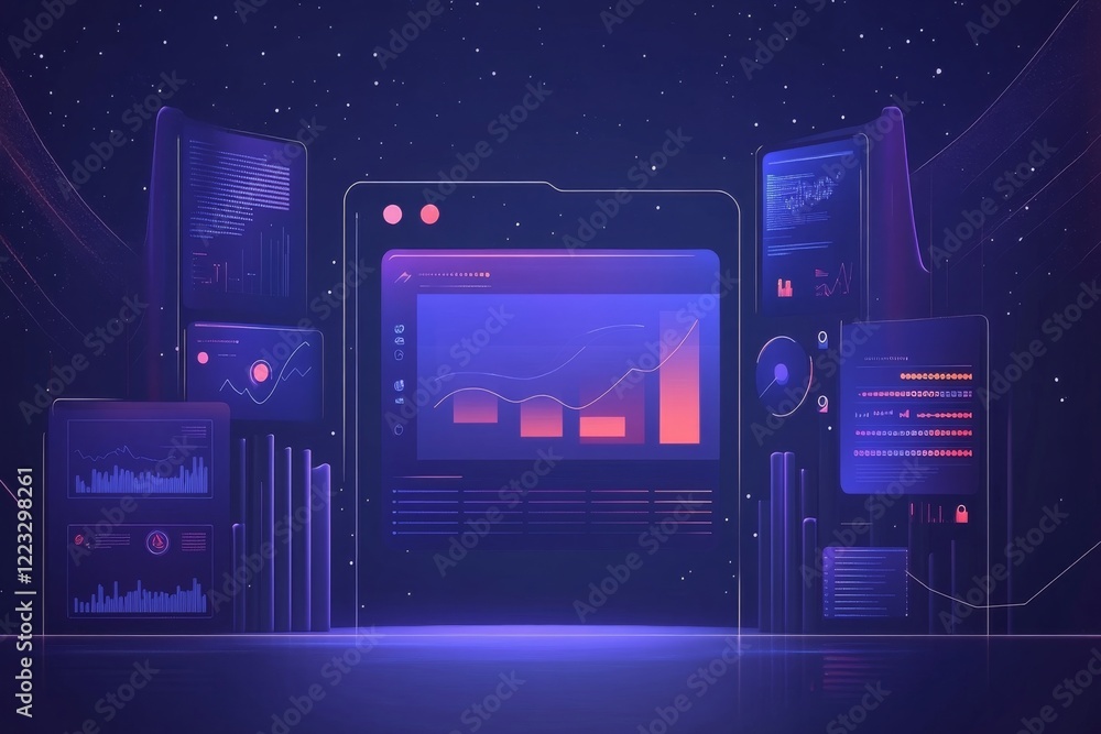 Poster futuristic data visualization interface design