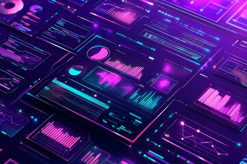 Futuristic Neon Data Visualization Interface
