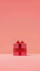 Valentine's Stacked Pink Gift Boxes with Red Ribbon