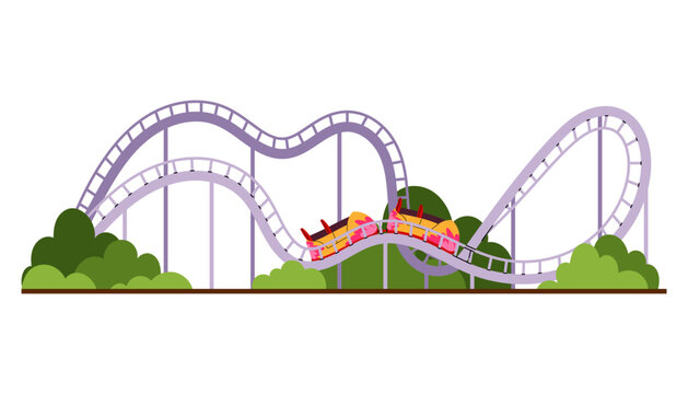 Roller coaster. Amusement park. Extreme attraction. Flat illustration isolated on a white background.