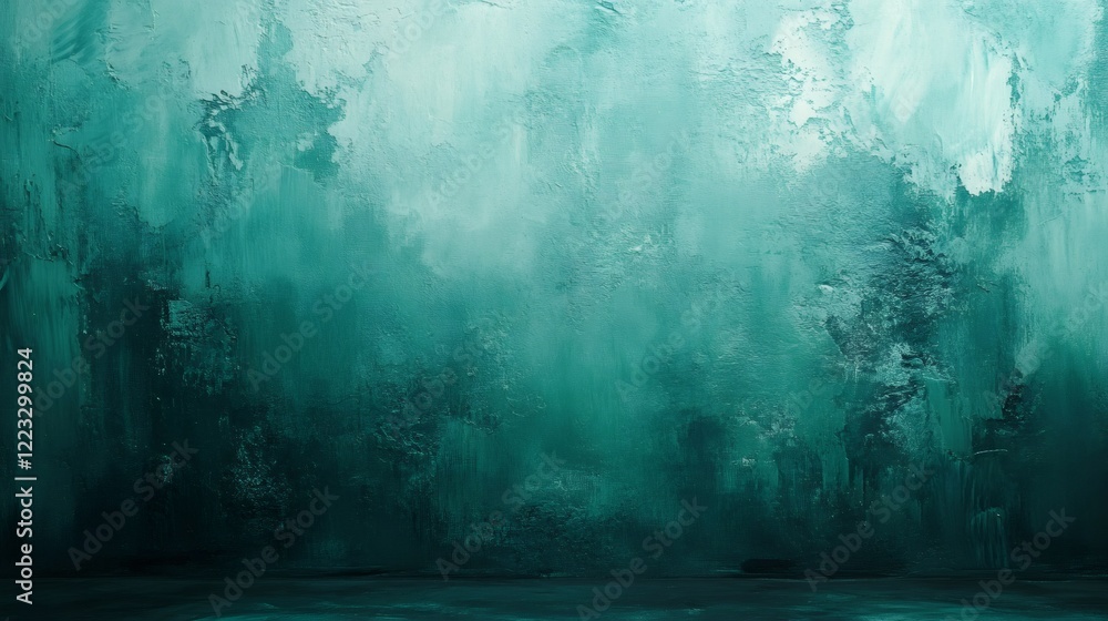 Aufkleber teal textured grunge wall background and matching floor creating a moody and dramatic atmosphere in 