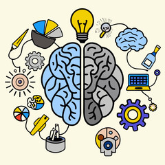 Brainstorming Process and Brain Concept in SVG