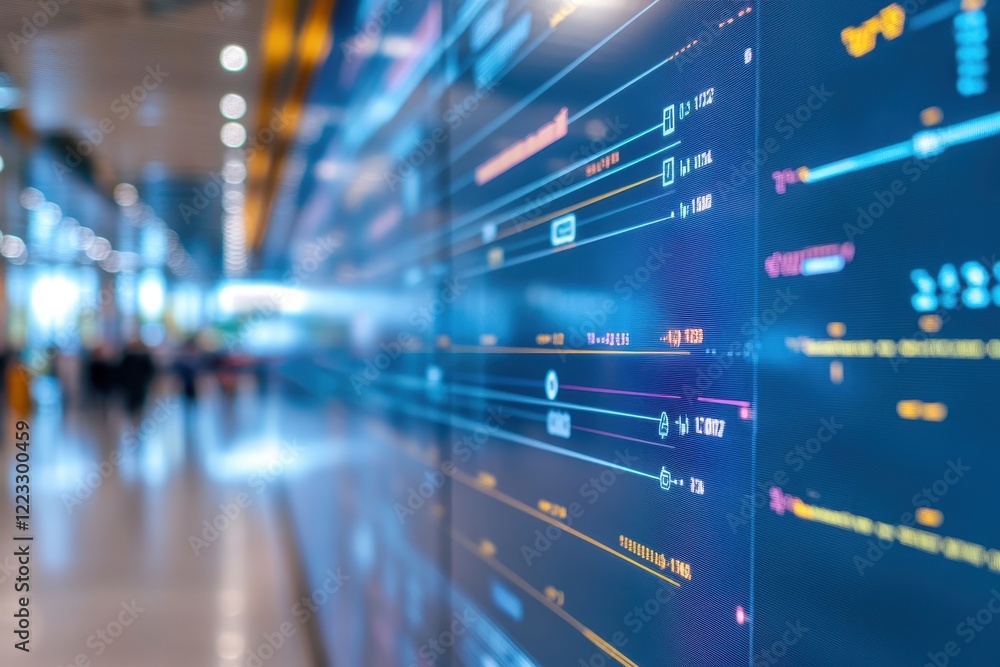 Poster Visual representation of data analytics displayed on a wall in a modern office environment during daytime