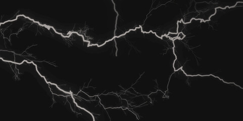 Thunder Stock Image In Black Background. Massive lightning bolt with branches isolated on black background.