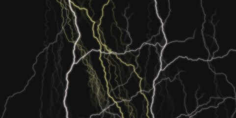Thunder Stock Image In Black Background. Massive lightning bolt with branches isolated on black background.