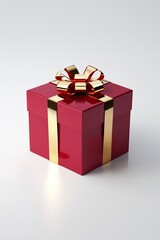 Obraz premium there is a red gift box with a gold ribbon and bow