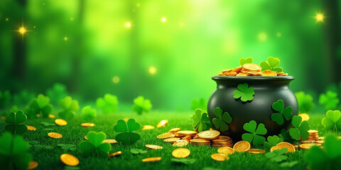Pot of Gold in Enchanted Forest, St. Patrick's Day Magic