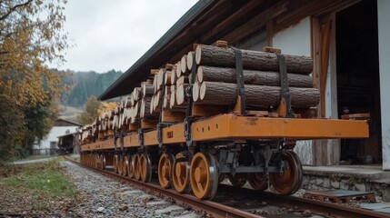 Fototapeta premium Unique off-grid powered rail system running on wood gasification technology
