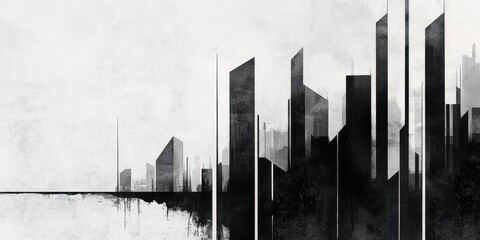 Abstract Black and White Cityscape Illustration