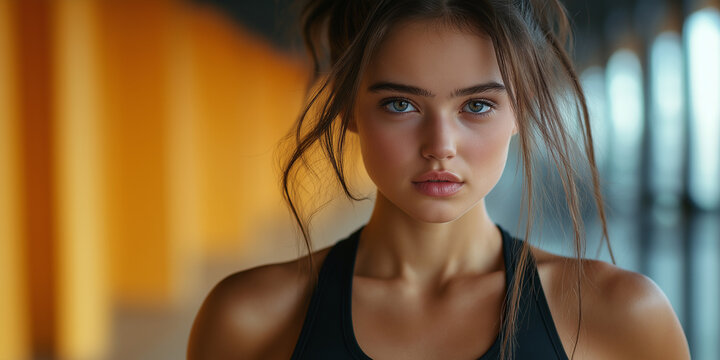 Fitness enthusiast in urban gym dynamic portrait modern environment close-up viewpoint empowerment concept for health and lifestyle seo