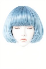 Fototapeta premium a close up of a mannequin head with a blue wig