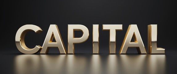 Capital is a word that is written in gold letters on a black background.