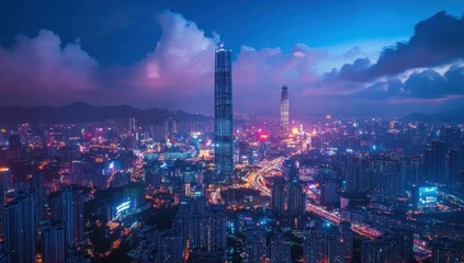 Night View of Shenzhen Skyline, China's Modern Metropolis