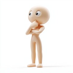 3D icon cartoon thinking emoji with a hand on chin, isolated on a white background --quality 2